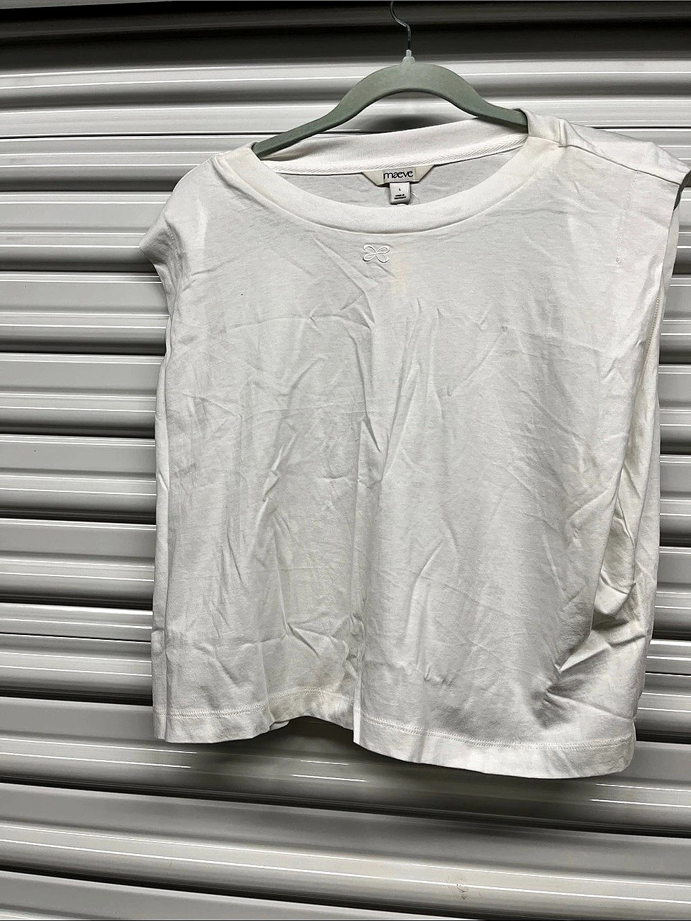 maeve Bow-Back Muscle Tee Short Sleeve Top White Large